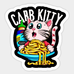 Carb Kitty - funny cat eating noodles Sticker